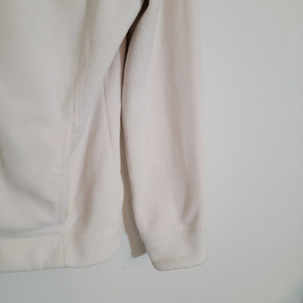LL Bean Womens XS Fleece Jacket Full Zip Fair Isle Snowflake Cream Gray Nordic